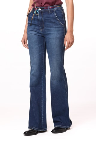 Jean flare taille haute - Bleu