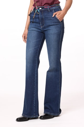 Jean flare taille haute - Bleu