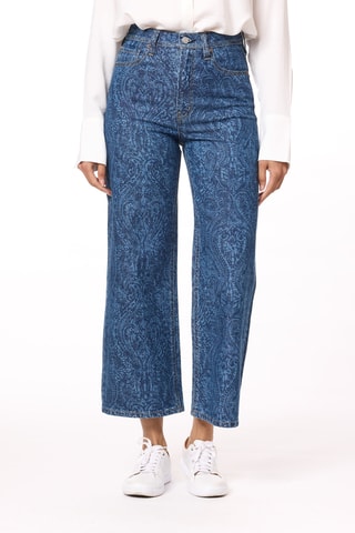 Jean wide legs 7/8 taille haute - Bleu