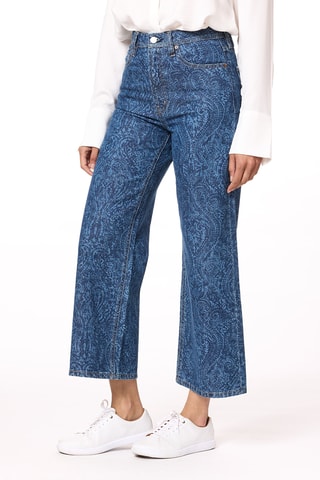 Jean wide legs 7/8 taille haute - Bleu
