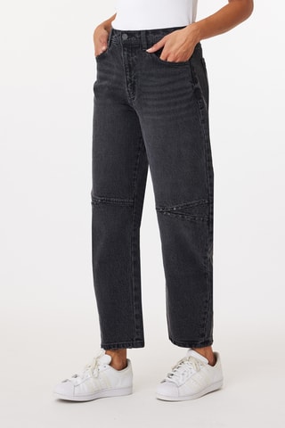 Jean barrel taille haute - Noir
