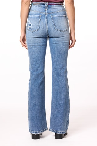 Jean flare taille haute - Ciel