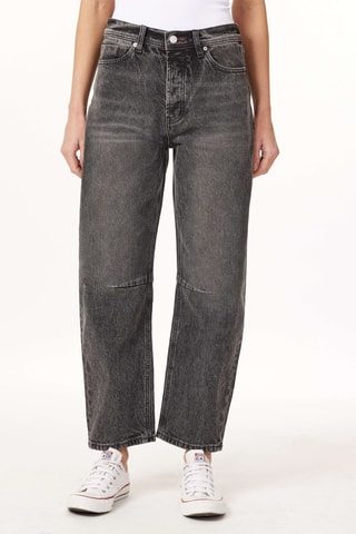 Jean droit 7/8 taille haute - Gris