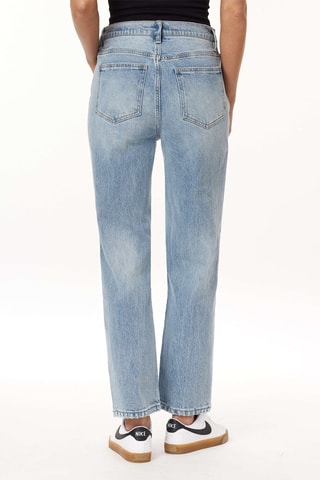 Jean droit 7/8 taille haute - Bleu clair