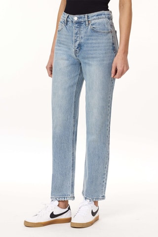 Jean droit 7/8 taille haute - Bleu clair