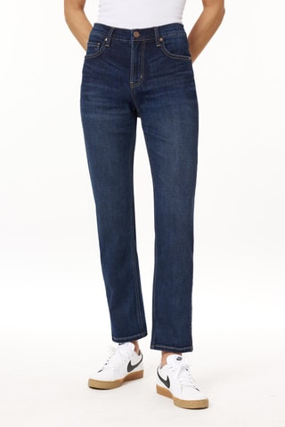 Jean droit 7/8 taille haute - Bleu foncé