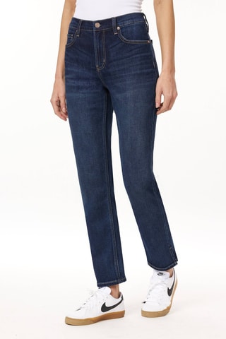 Jean droit 7/8 taille haute - Bleu foncé
