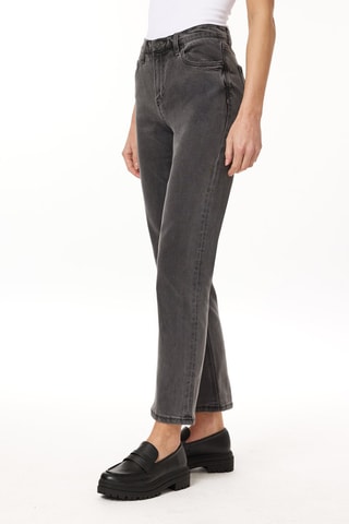 Jean droit 7/8 taille haute - Gris