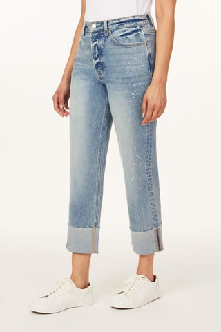Jean droit 7/8 taille haute - Bleu clair