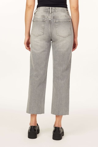 Jean droit 7/8 taille haute - Gris