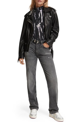 Jean droit taille haute - Gris