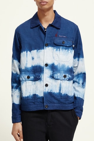 Veste tie and dye en lin et coton biologique - Bleu