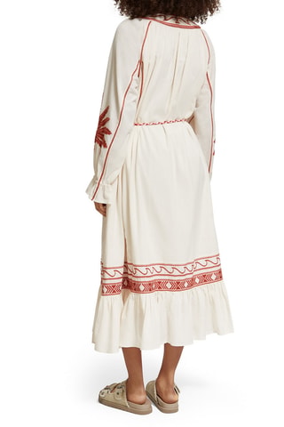 Robe longue - Ecru et rouge
