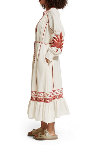 Robe longue - Ecru et rouge