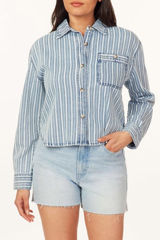 Chemise courte en jean - Bleu clair