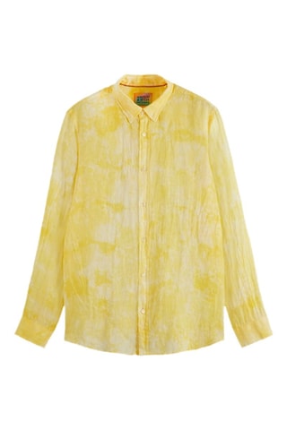 Chemise regular tie and dye en lin - Jaune