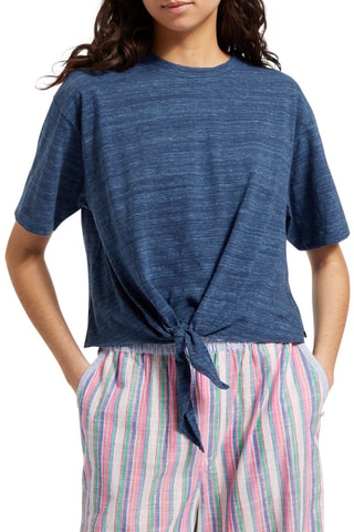 T-shirt noué - Bleu marine chiné