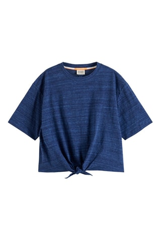 T-shirt noué - Bleu marine chiné