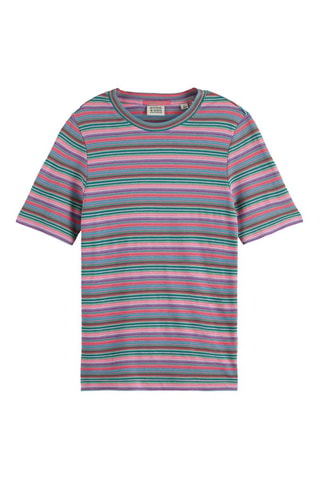 T-shirt slim - Rose et turquoise
