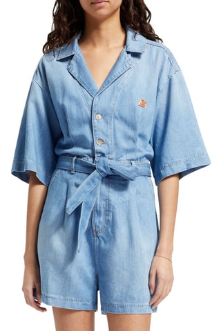 Combishort en jean - Bleu clair