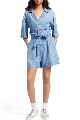 Combishort en jean - Bleu clair