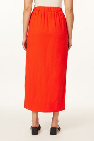 Jupe droite en lin - Orange