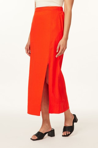 Jupe droite en lin - Orange