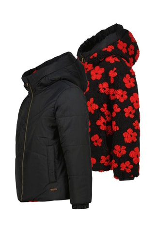 Giacca double face con cappuccio Tara - Nero e rosso