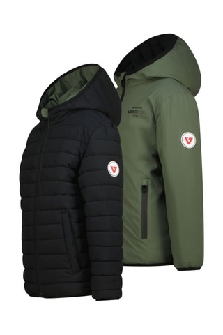 Piumino double face con cappuccio - Verde