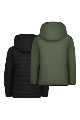 Piumino double face con cappuccio - Verde