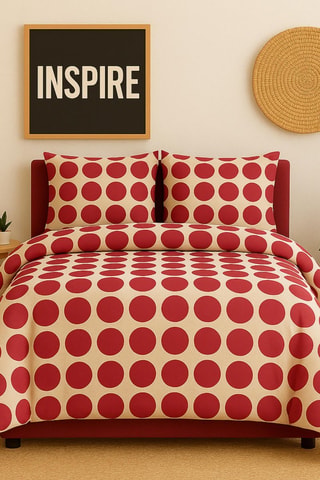 Parure de couette en coton 71 fils/cm² - Blanc et rouge