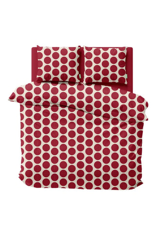 Parure de couette en coton 71 fils/cm² - Blanc et rouge