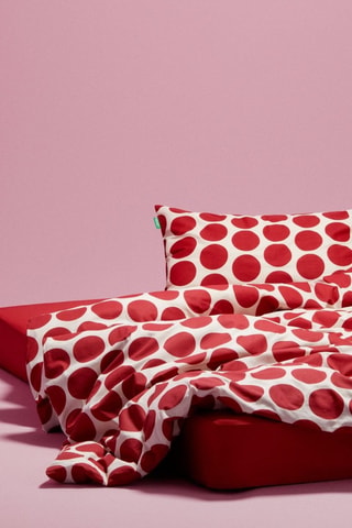 Parure de couette en coton 71 fils/cm² - Blanc et rouge