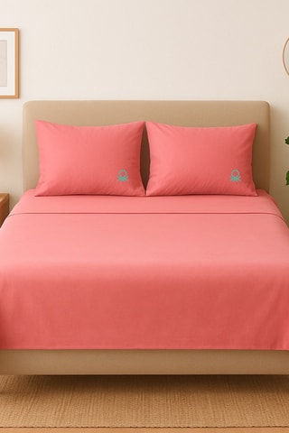 Parure de draps en coton 71 fils/cm² - Rose