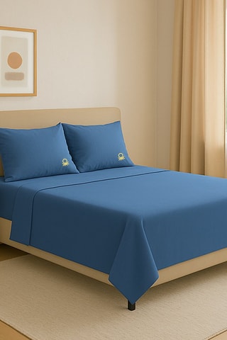 Parure de draps en coton 71 fils/cm² - Bleu marine