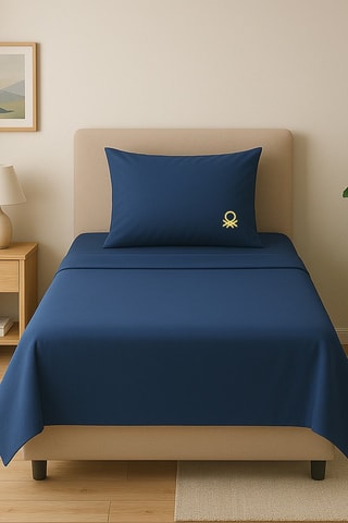 Parure de draps en coton 71 fils/cm² - Bleu marine