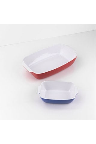 2 plats de service en grès - 32,5 x 20,5 x 7,5 / 20 x 13 x 6 cm