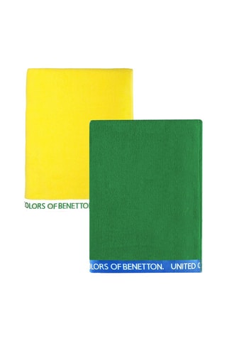 2 serviettes de plage - Jaune et vert - 90 x 160 cm