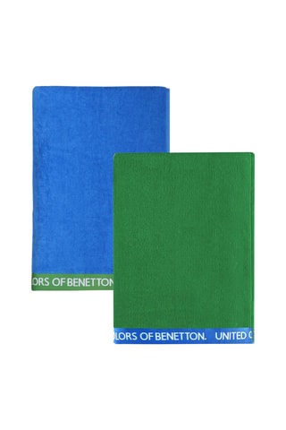2 serviettes de plage - Vert et bleu - 90 x 160 cm