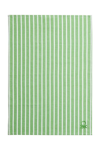 Torchon et 2 serviettes de table - Vert et blanc