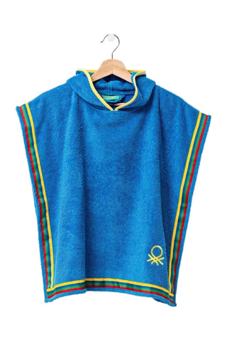 2 peignoirs poncho pour enfant avec capuche - Bleu et fuchsia