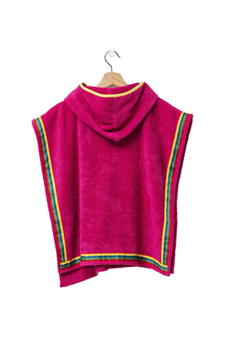 Peignoir poncho pour enfant avec capuche - Rose