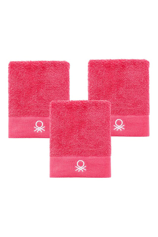 3 serviettes de toilette - Rose - 50 x 90 cm