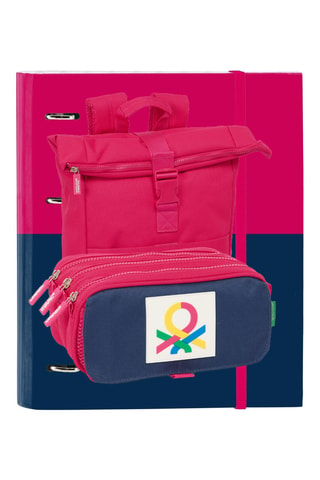 Classeur à anneaux, Sac à dos et Trousse - Fuchsia et bleu marine