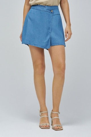 Jupe-short en jean taille haute - Bleu