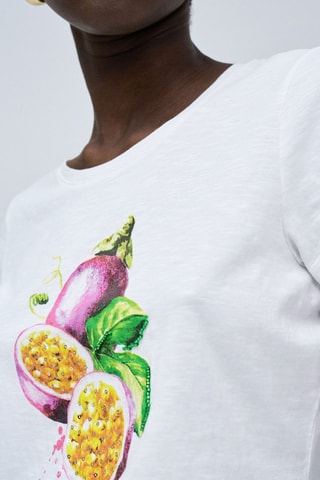 T-shirt slim - Blanc, vert et jaune