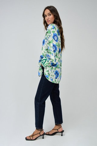 Chemisier relaxed - Blanc, bleu et vert