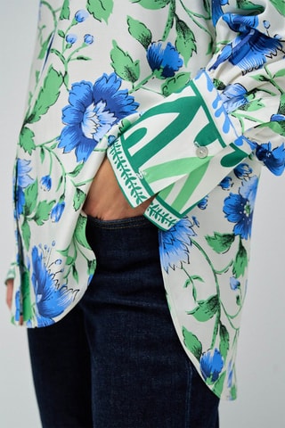 Chemisier relaxed - Blanc, bleu et vert