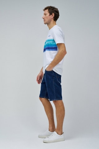 T-shirt slim - Blanc et bleu