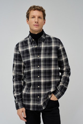 Chemise regular - Blanc, noir et gris